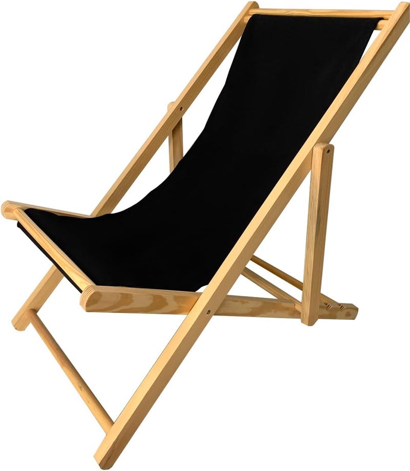 TBACW Patio Lounge Chair Replacement Canvas 47" L x 17" W - Beach Sling Chair Fabric, Indoor Outdoor Use - No Wooden Frame (Black) - Image 3